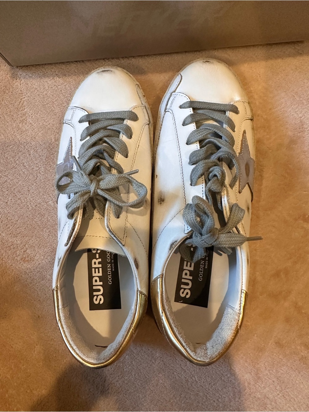 Golden Goose Super-Star Sneakers White Silver Gold Size 37 EU / US 7 NIB - Picture 9 of 15